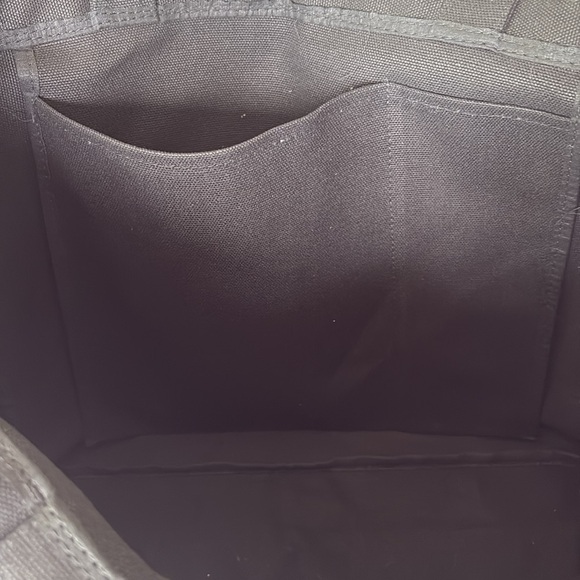 Eileen Fisher Logo Canvas Tote Bag Black & White Thick Office Travel 17x13x3.5" - Picture 6 of 11